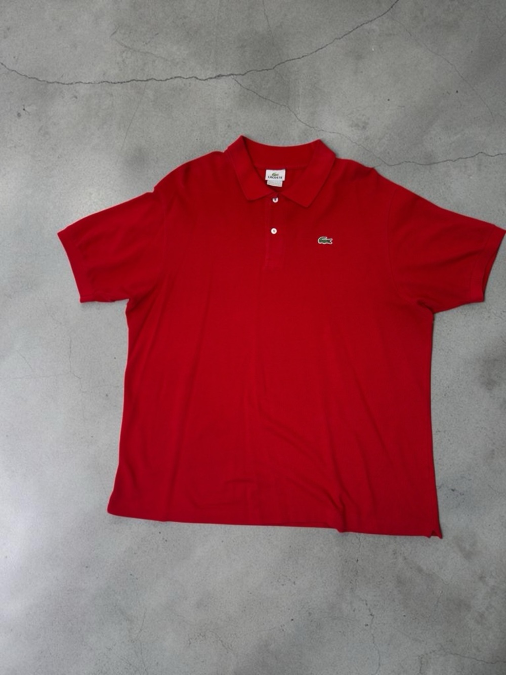 Lacoste Red Short Sleeve Polo with Embroidered Croc